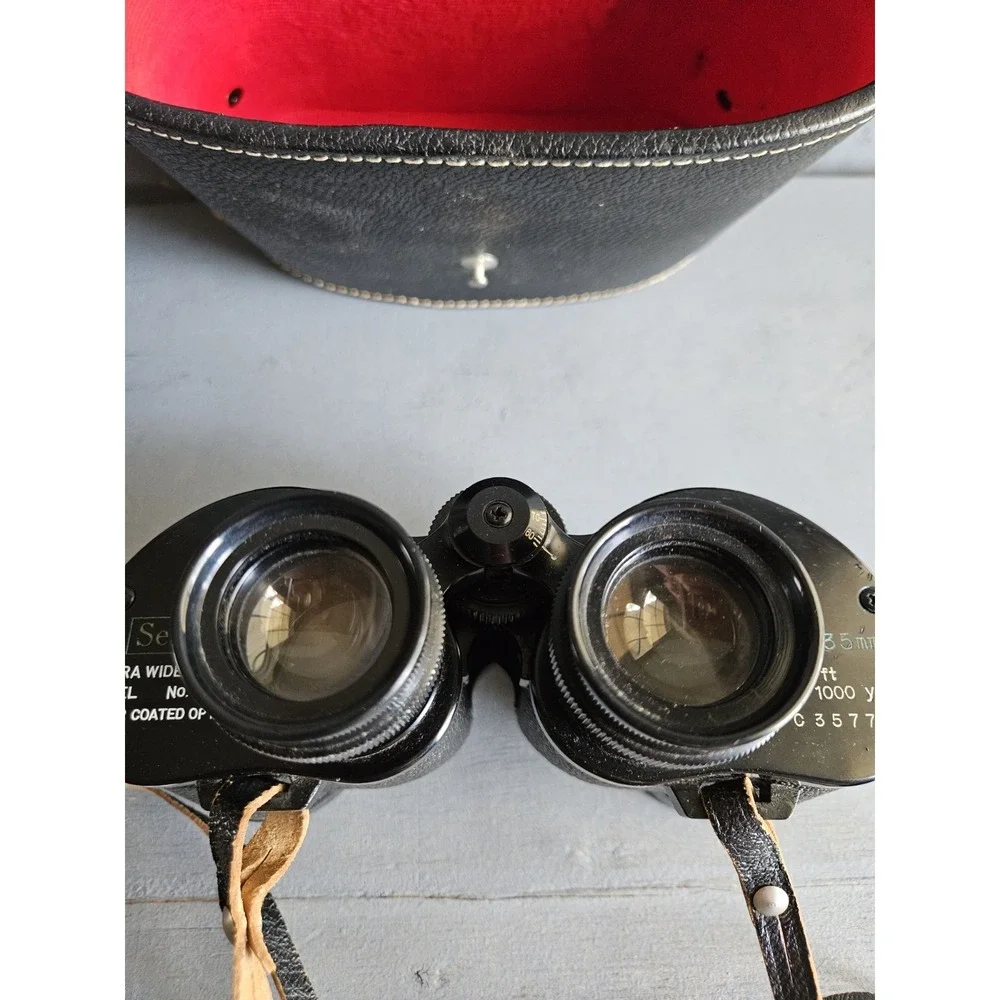 Vintage Sears Binoculars Model 6243 Extra Wide Angle 7x35 MM W Case Collectible